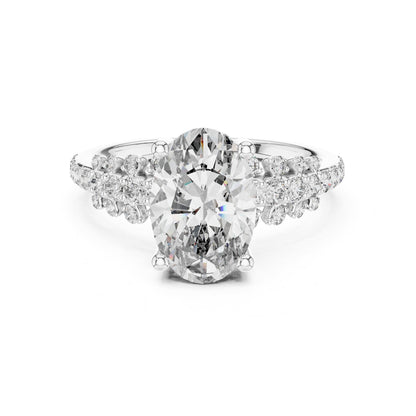 Oval Accented Lab Grown Diamond Engagement Ring