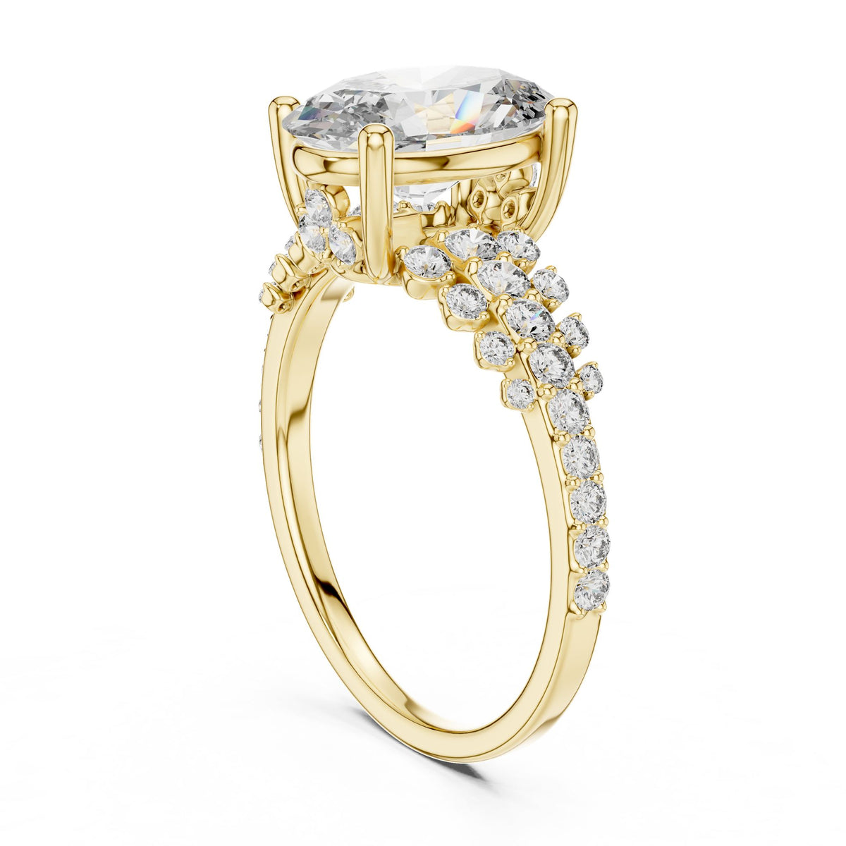 Oval Accented Lab Grown Diamond Engagement Ring