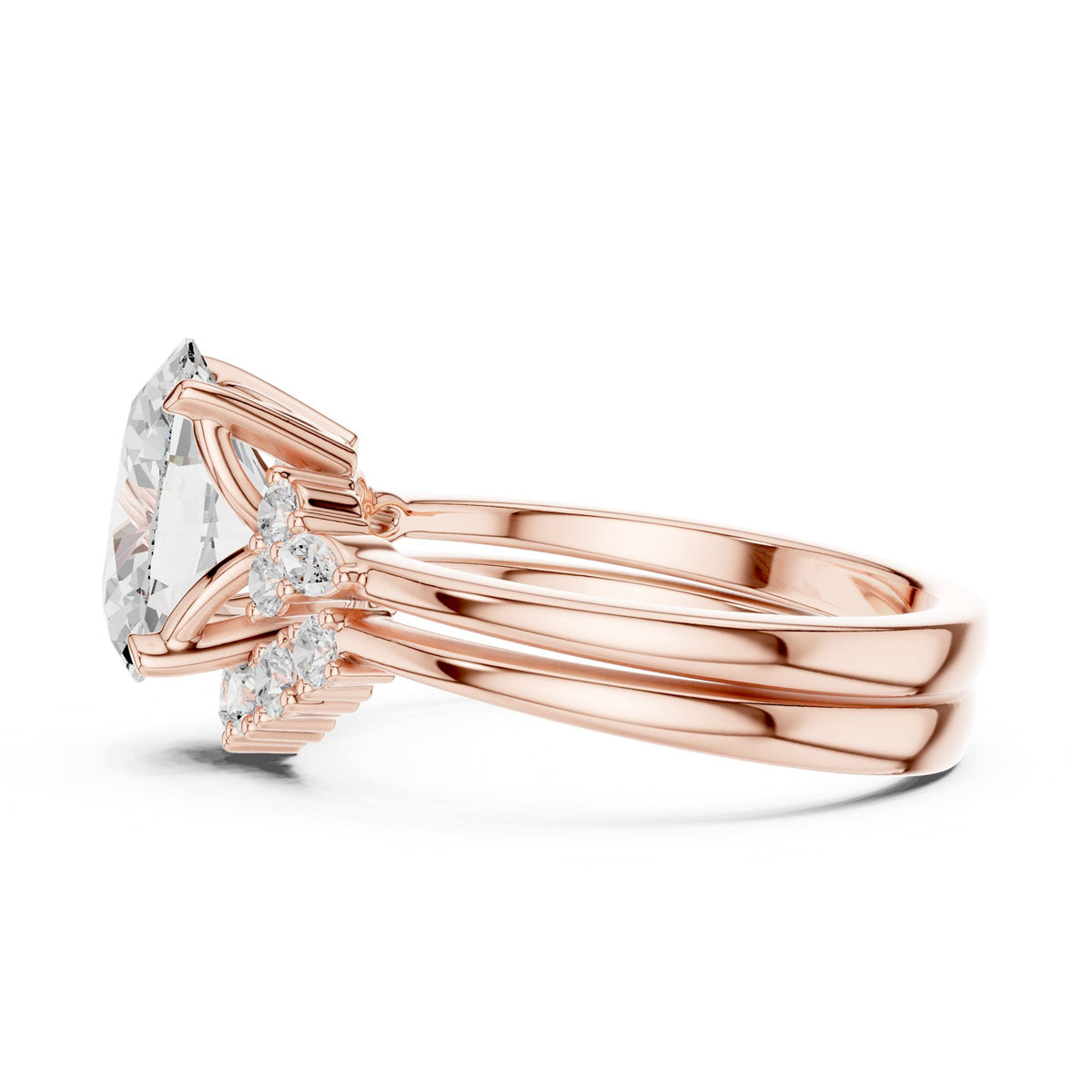 Oval Accented Lab Grown Diamond Engagement Ring