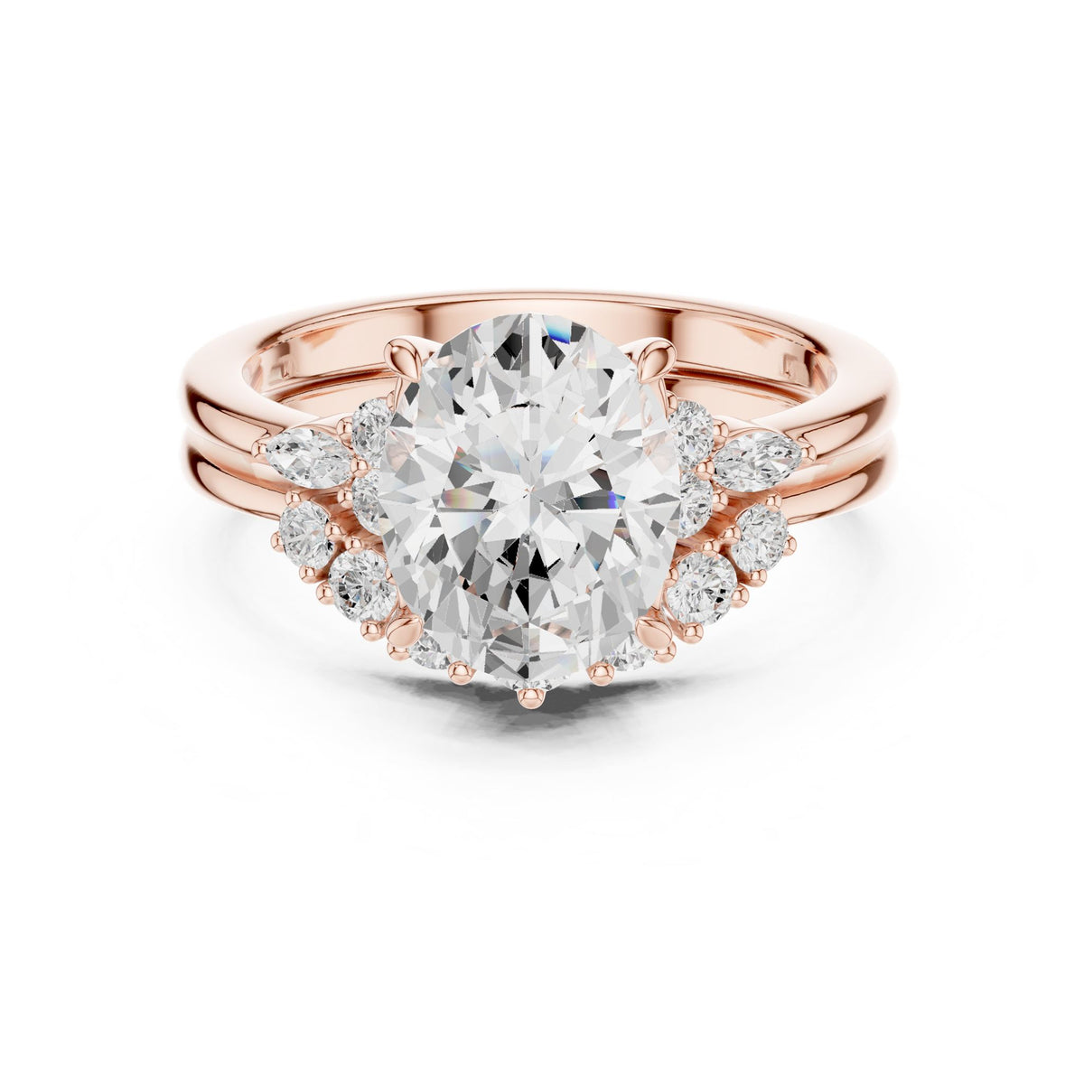 Oval Accented Lab Grown Diamond Engagement Ring