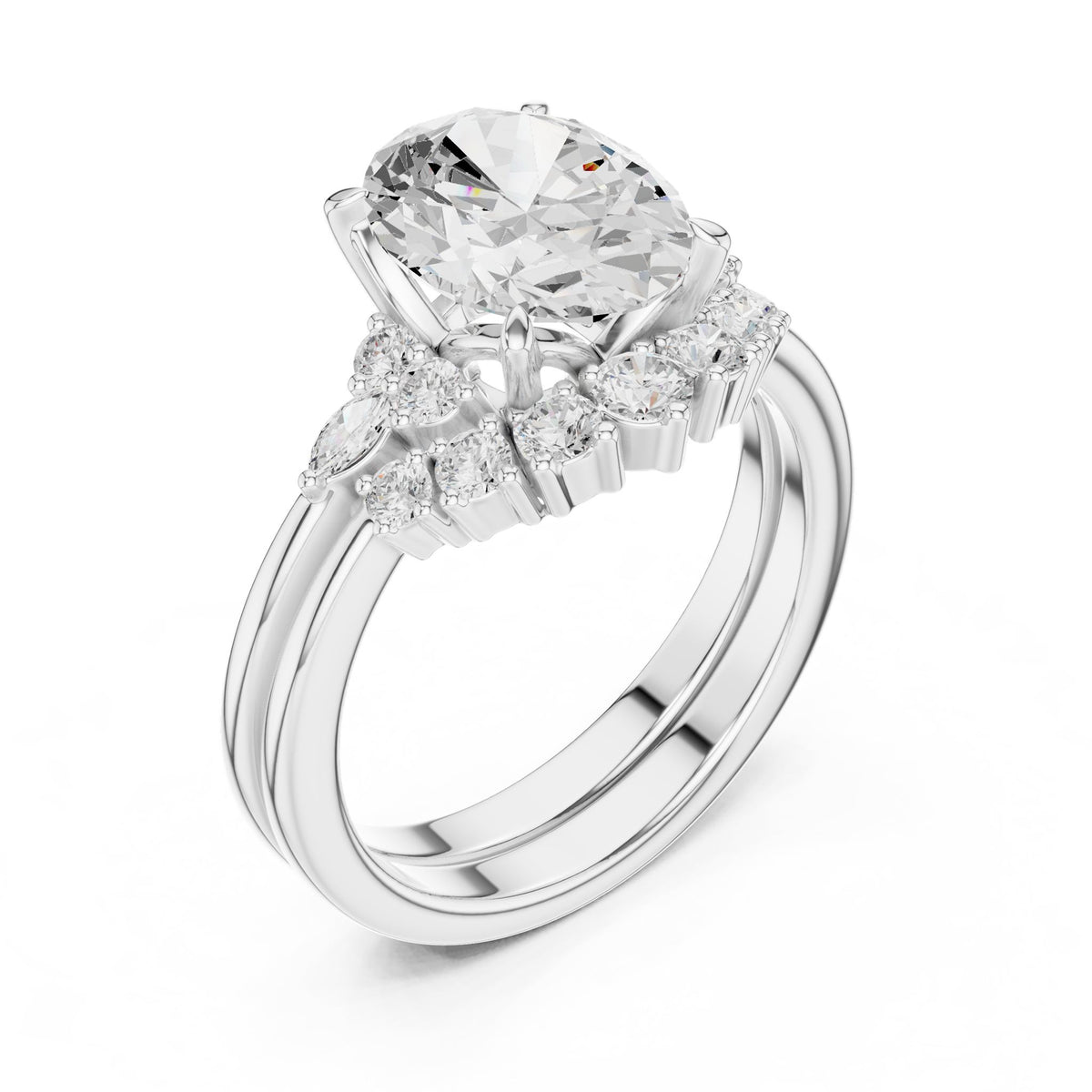 Oval Accented Lab Grown Diamond Engagement Ring