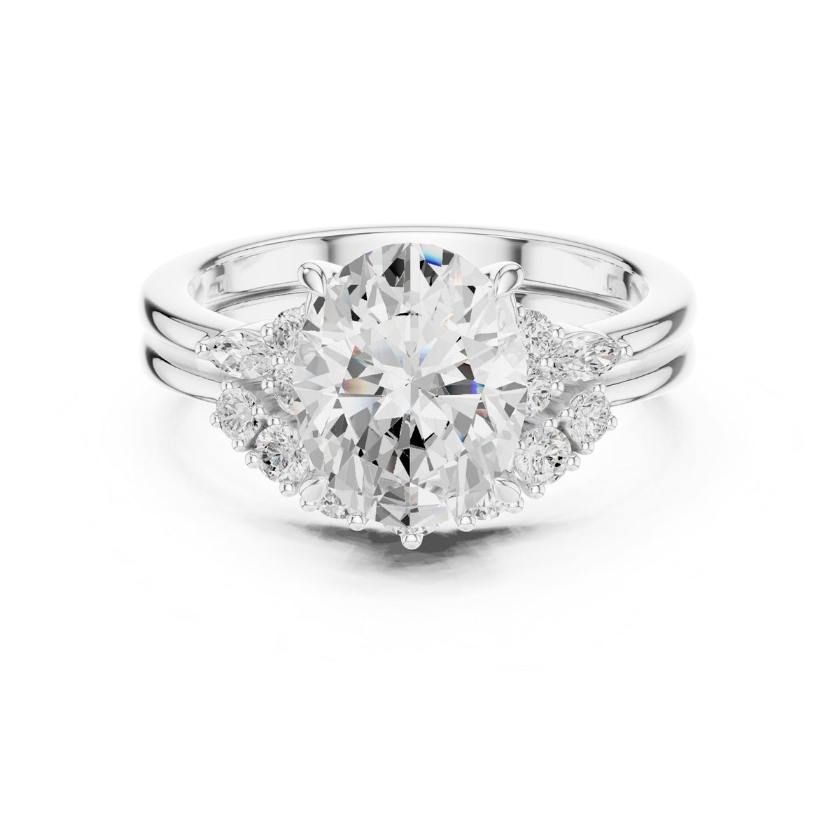 Oval Accented Lab Grown Diamond Engagement Ring