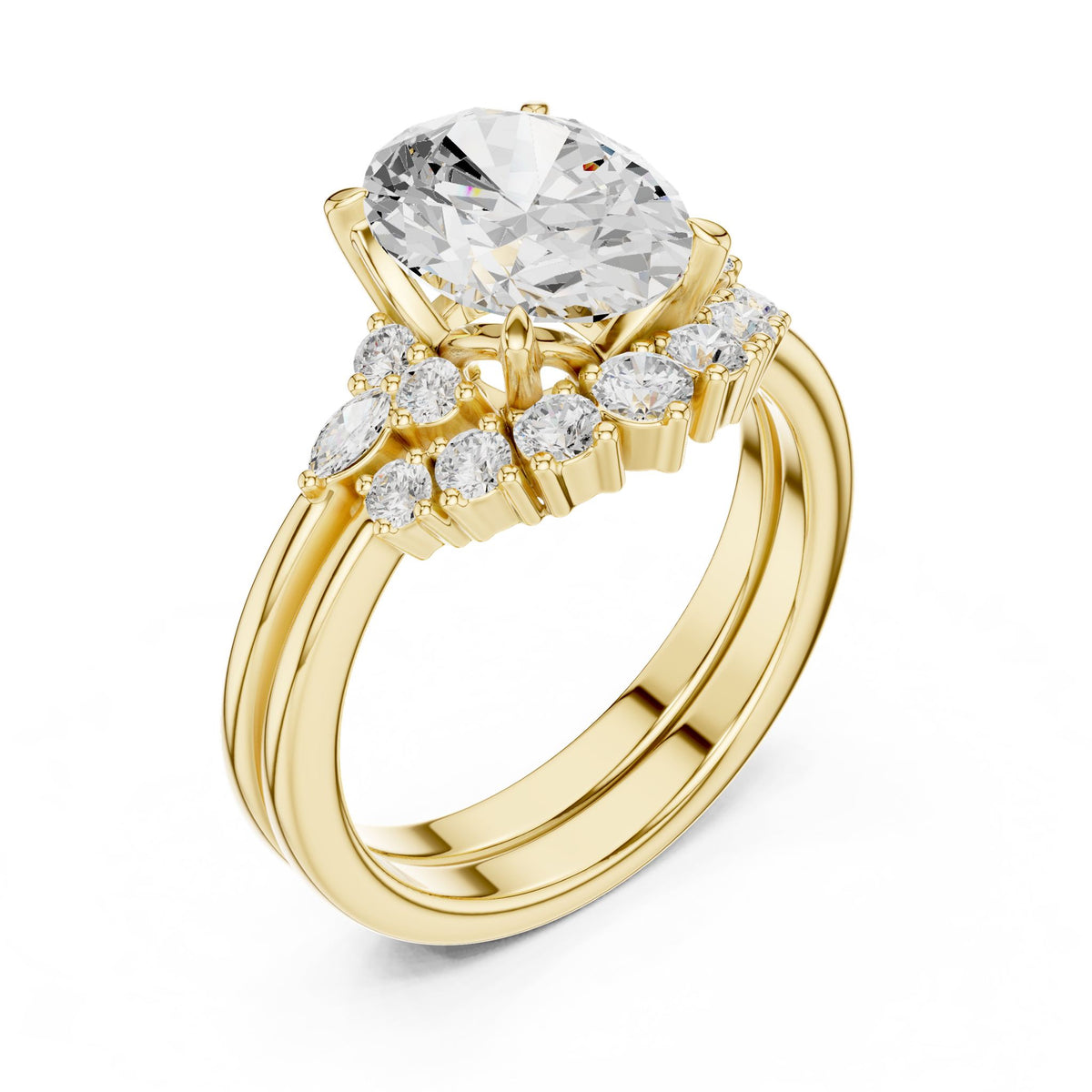 Oval Accented Lab Grown Diamond Engagement Ring