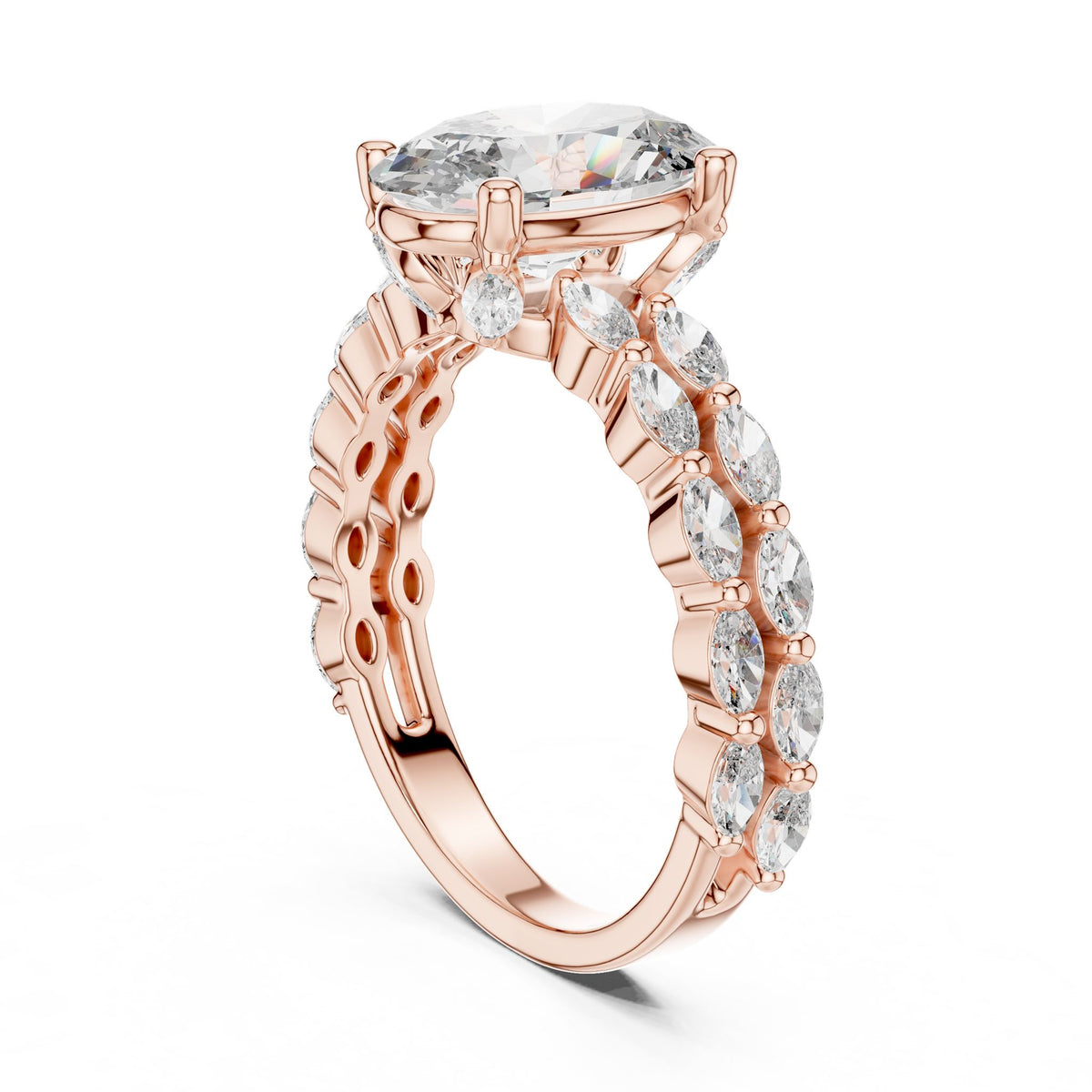Oval Accented Lab Grown Diamond Engagement Ring