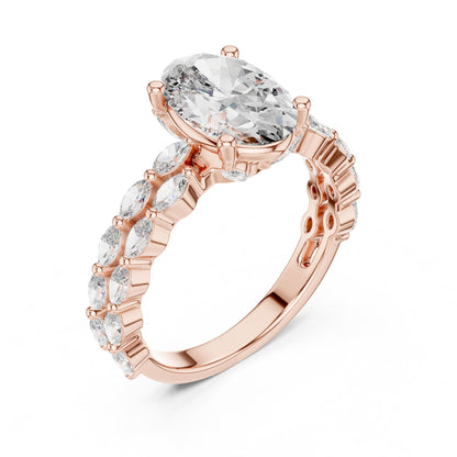 Oval Accented Lab Grown Diamond Engagement Ring