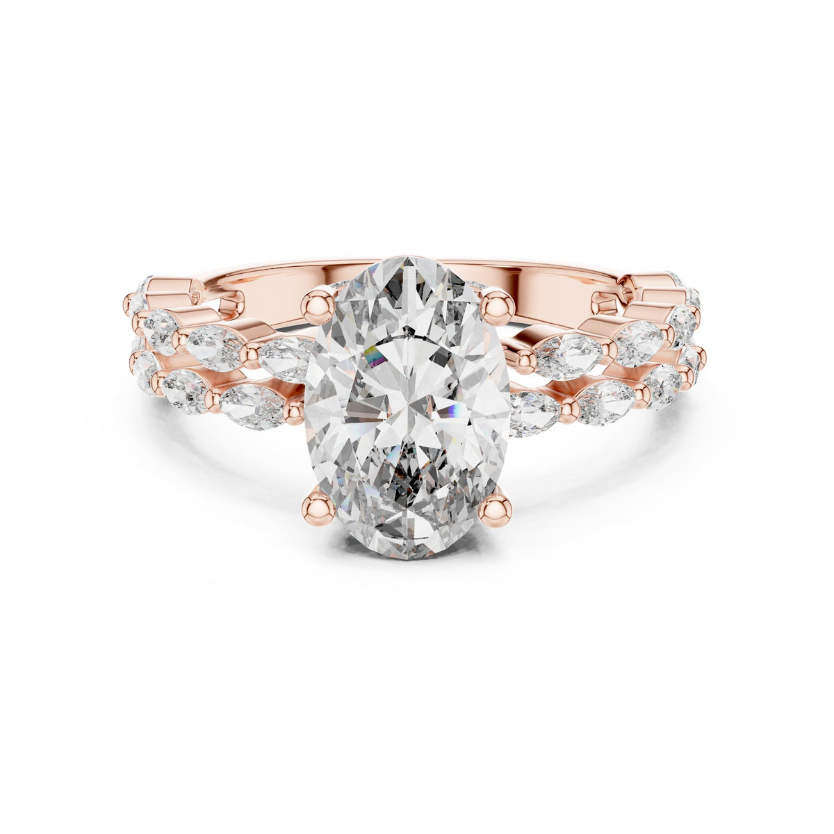 Oval Accented Lab Grown Diamond Engagement Ring