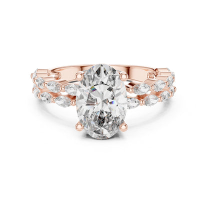 Oval Accented Lab Grown Diamond Engagement Ring