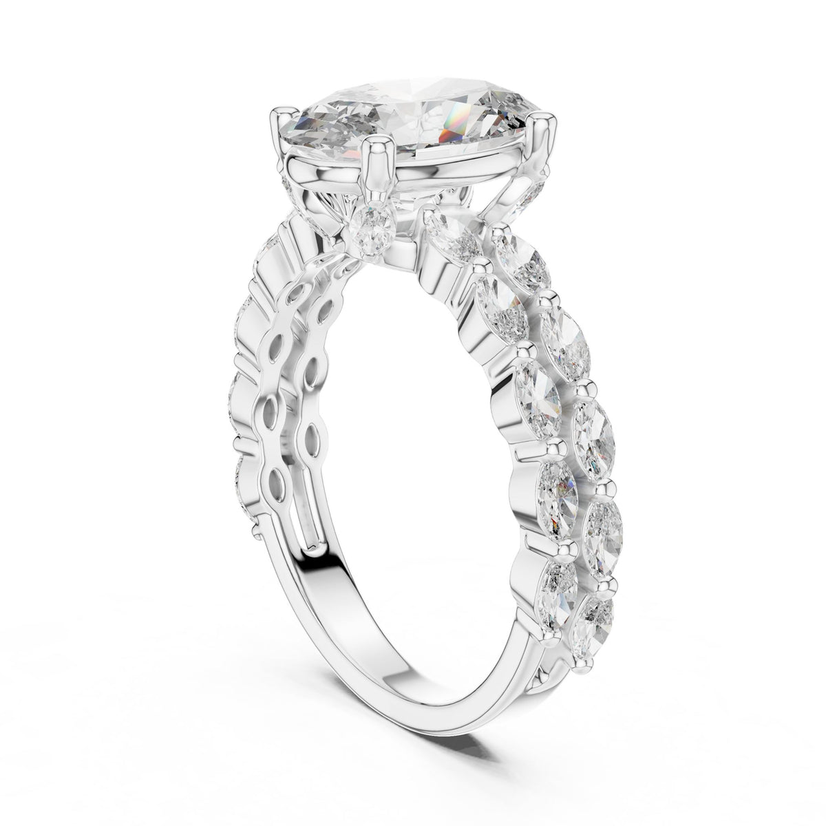 Oval Accented Lab Grown Diamond Engagement Ring