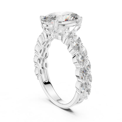Oval Accented Lab Grown Diamond Engagement Ring