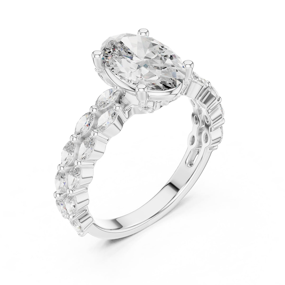 Oval Accented Lab Grown Diamond Engagement Ring