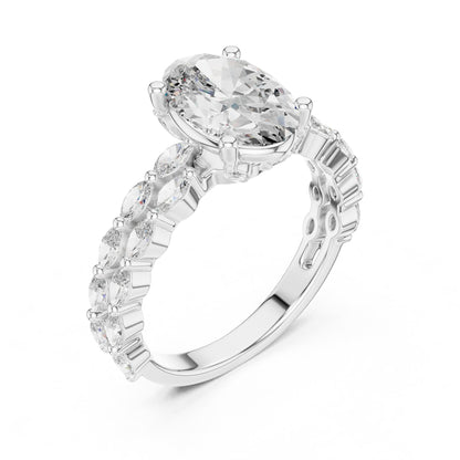 Oval Accented Lab Grown Diamond Engagement Ring