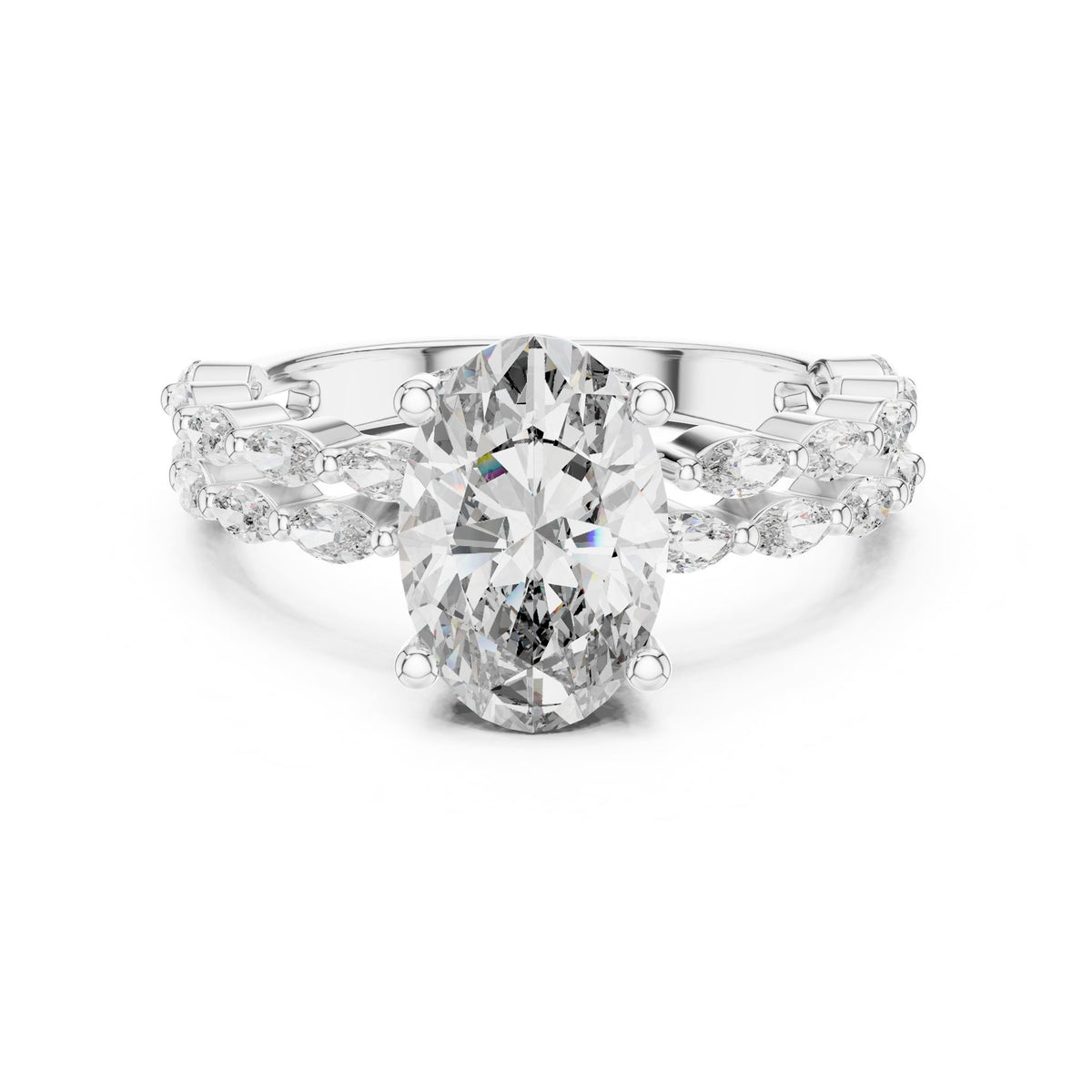 Oval Accented Lab Grown Diamond Engagement Ring