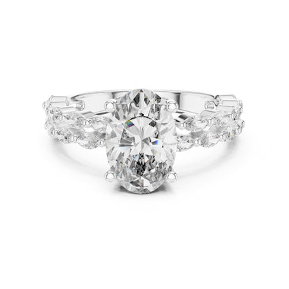 Oval Accented Lab Grown Diamond Engagement Ring