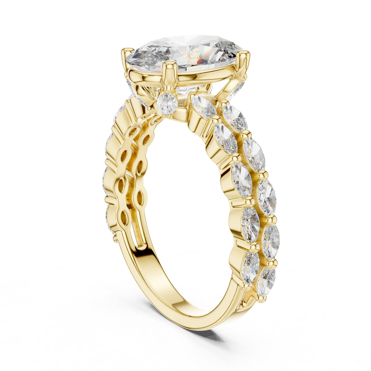 Oval Accented Lab Grown Diamond Engagement Ring