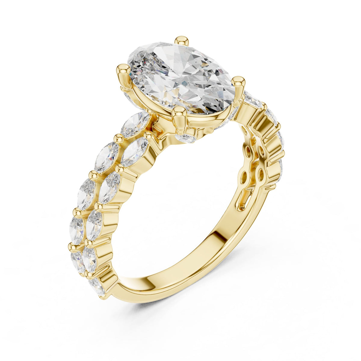 Oval Accented Lab Grown Diamond Engagement Ring