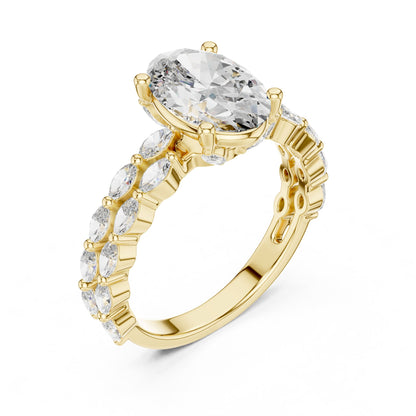 Oval Accented Lab Grown Diamond Engagement Ring