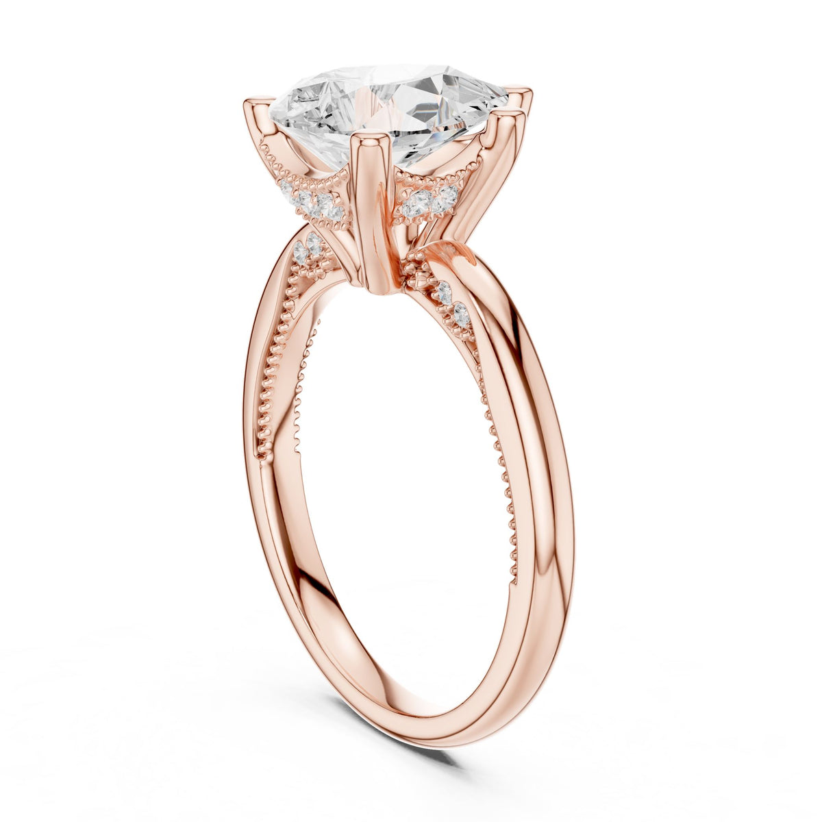 Oval Accented Lab Grown Diamond Engagement Ring