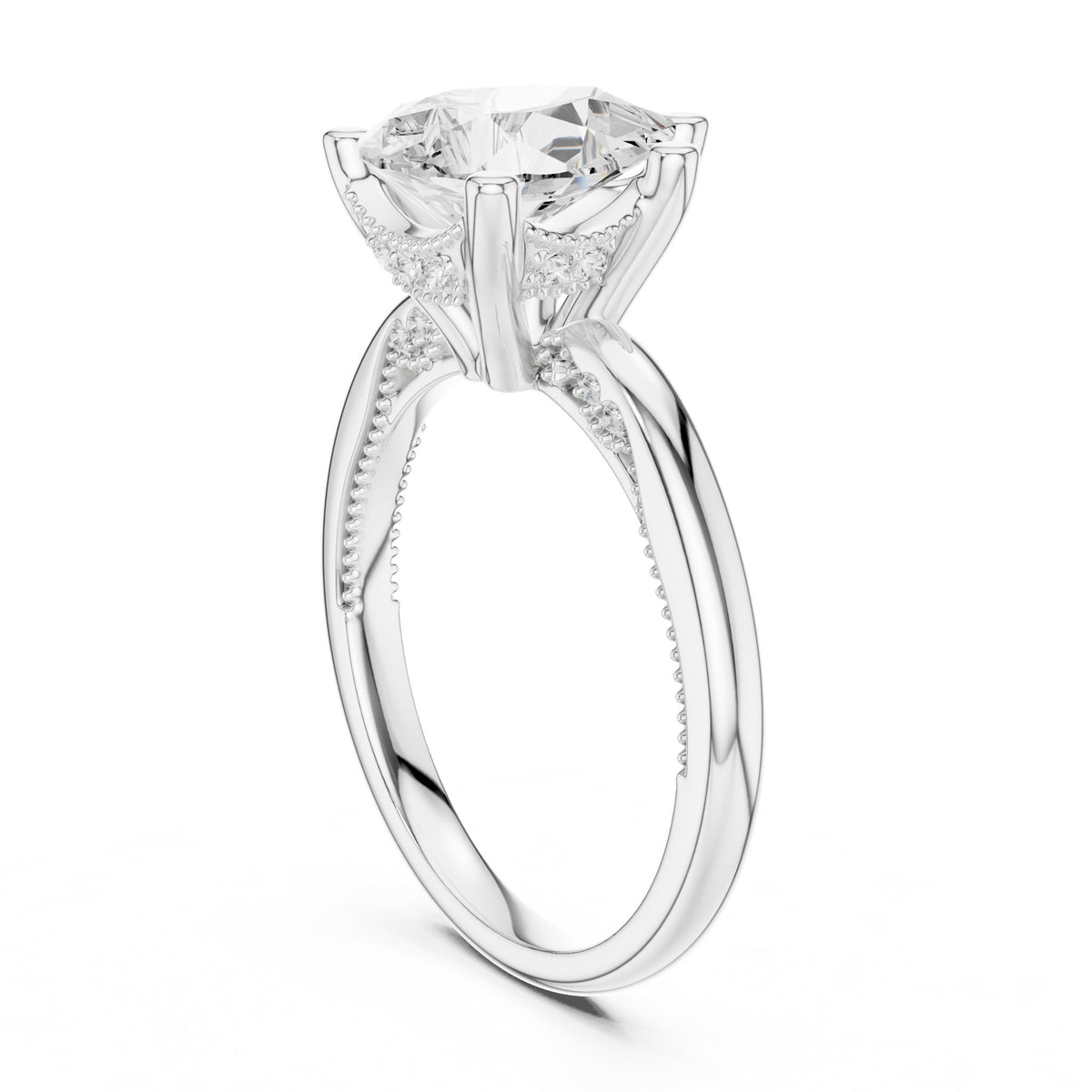 Oval Accented Lab Grown Diamond Engagement Ring