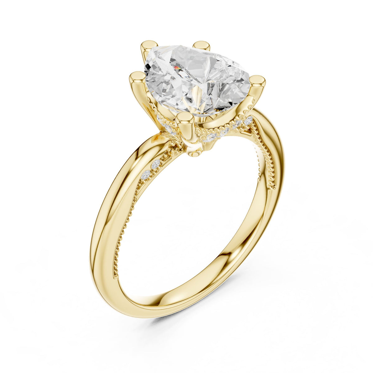 Oval Accented Lab Grown Diamond Engagement Ring