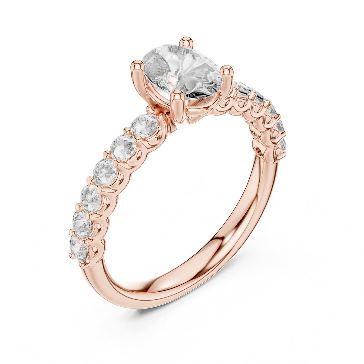 Oval Accented Lab Grown Diamond Engagement Ring