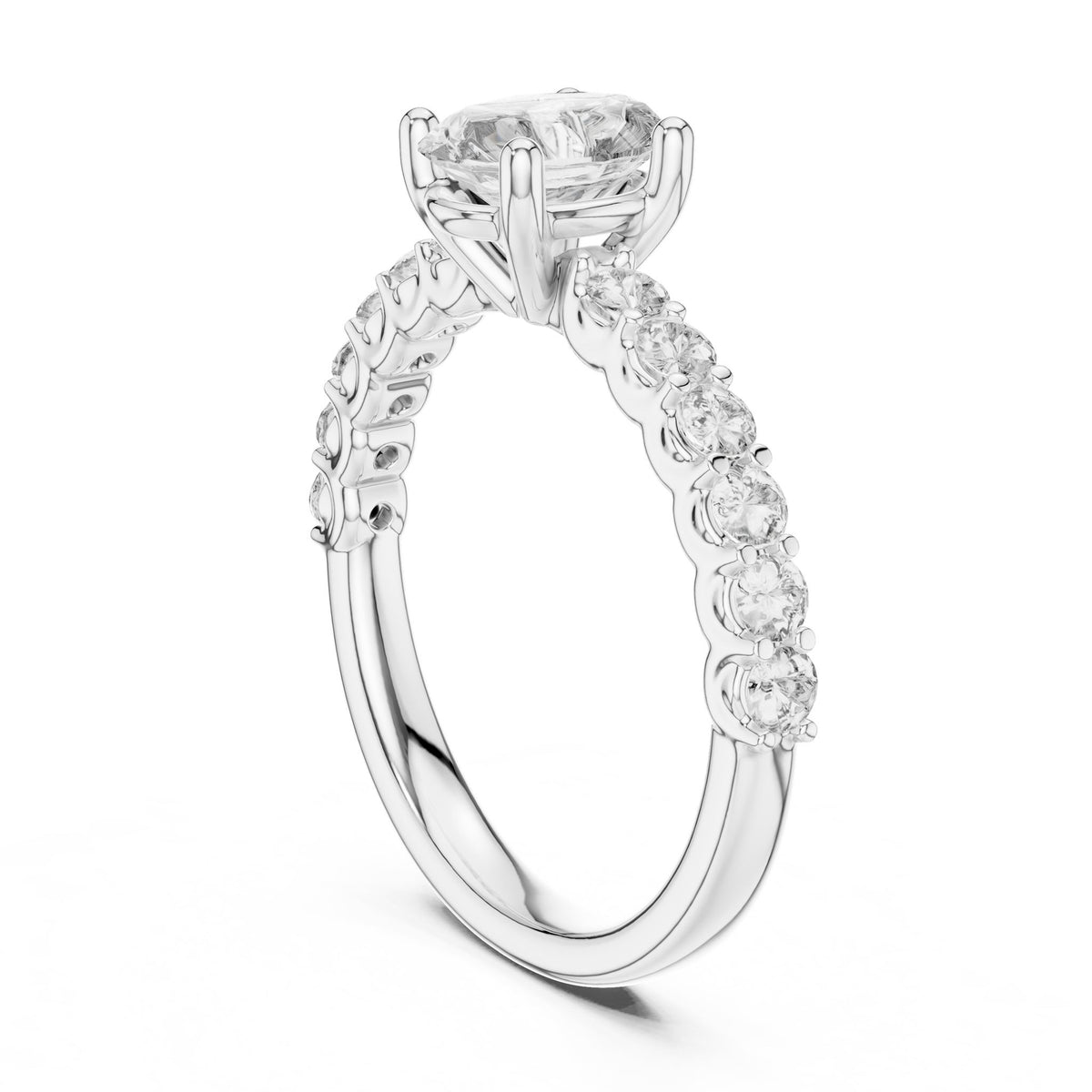 Oval Accented Lab Grown Diamond Engagement Ring