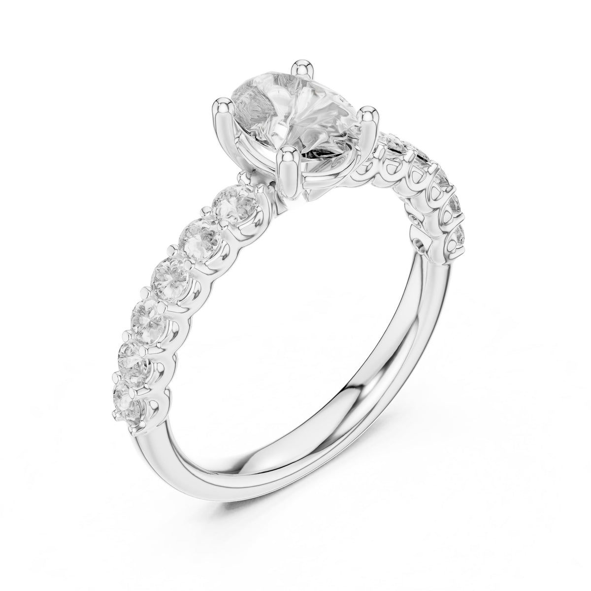 Oval Accented Lab Grown Diamond Engagement Ring