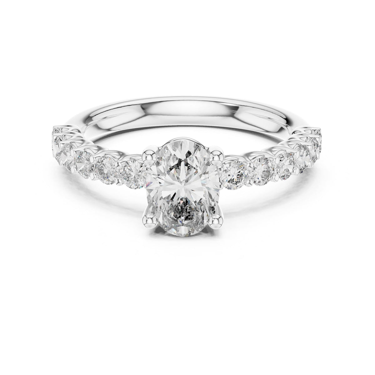Oval Accented Lab Grown Diamond Engagement Ring