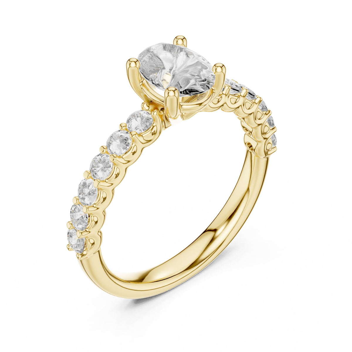 Oval Accented Lab Grown Diamond Engagement Ring