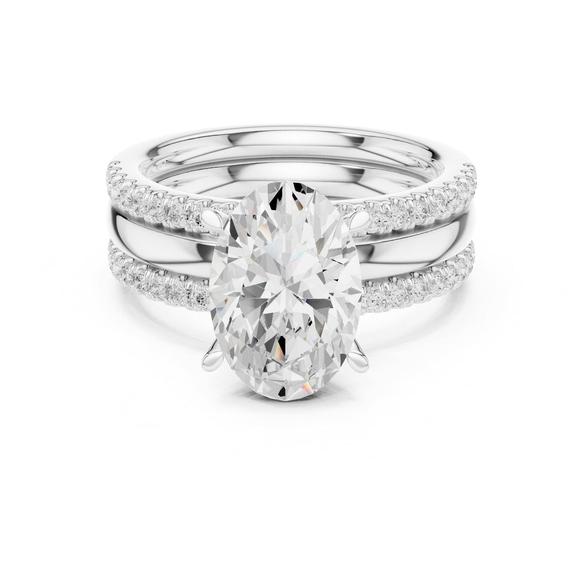 Oval Accented Lab Grown Diamond Engagement Ring