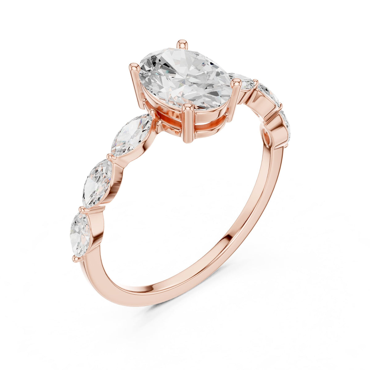Oval Accented Lab Grown Diamond Engagement Ring