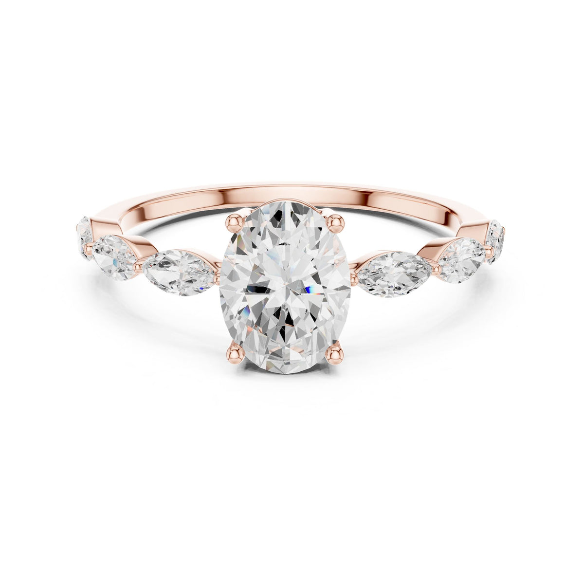 Oval Accented Lab Grown Diamond Engagement Ring