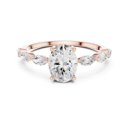 Oval Accented Lab Grown Diamond Engagement Ring