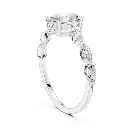Oval Accented Lab Grown Diamond Engagement Ring