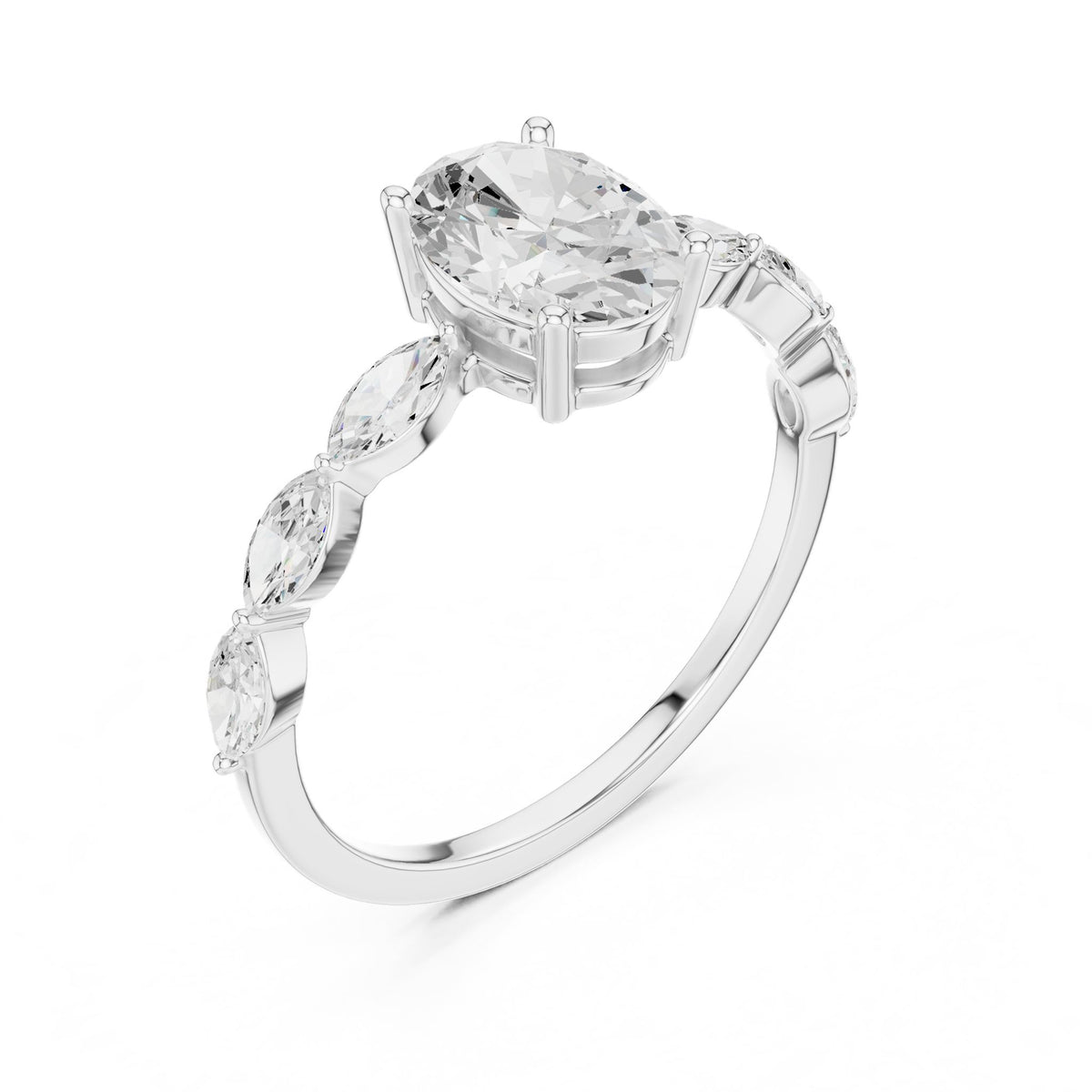 Oval Accented Lab Grown Diamond Engagement Ring