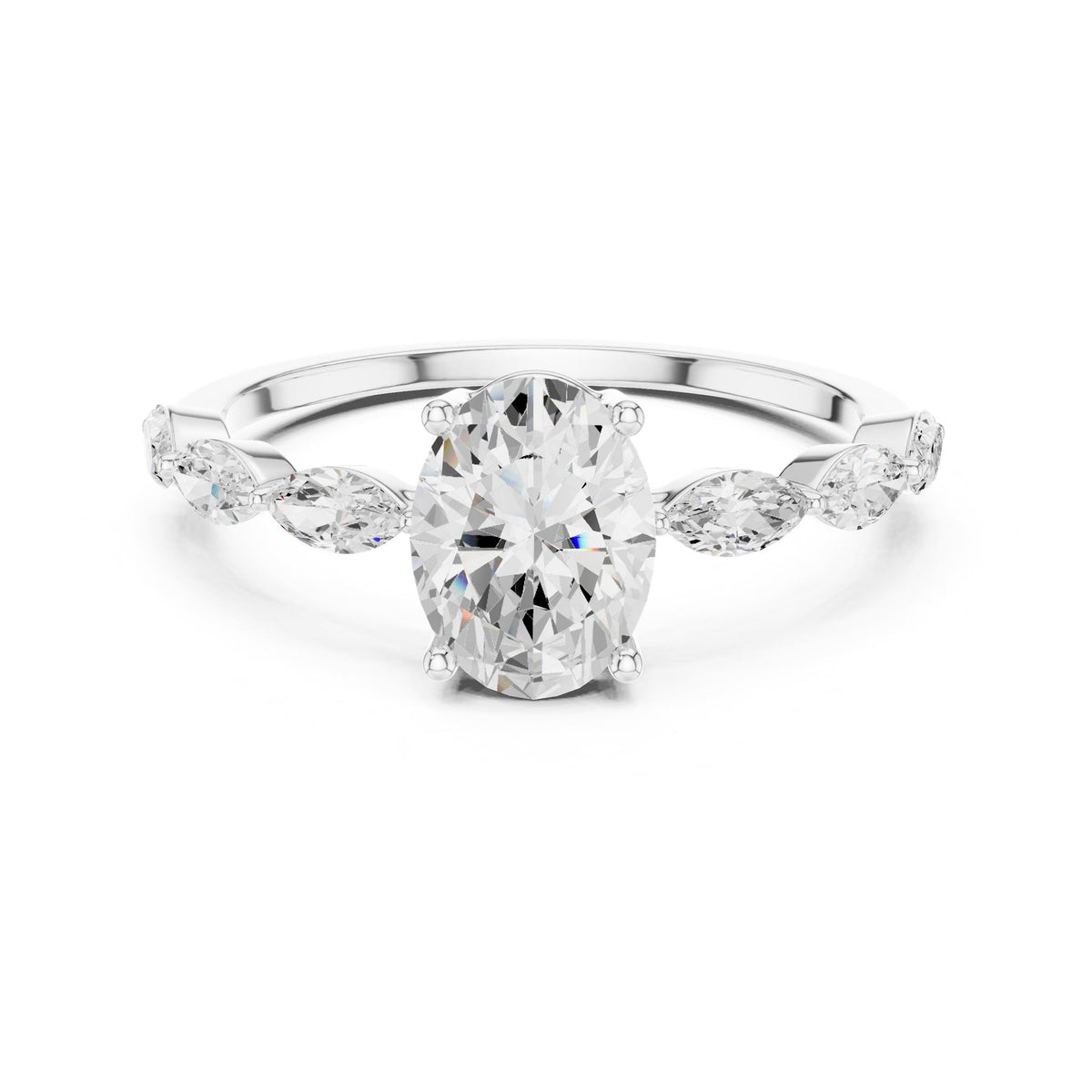 Oval Accented Lab Grown Diamond Engagement Ring