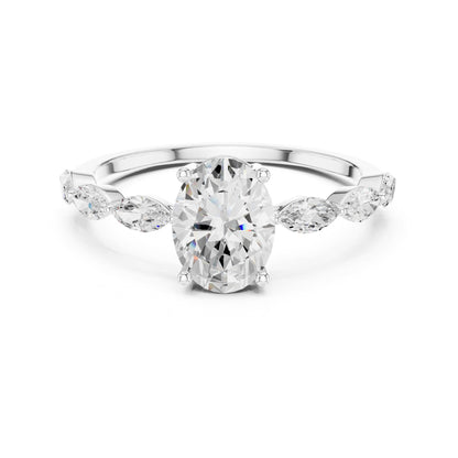 Oval Accented Lab Grown Diamond Engagement Ring