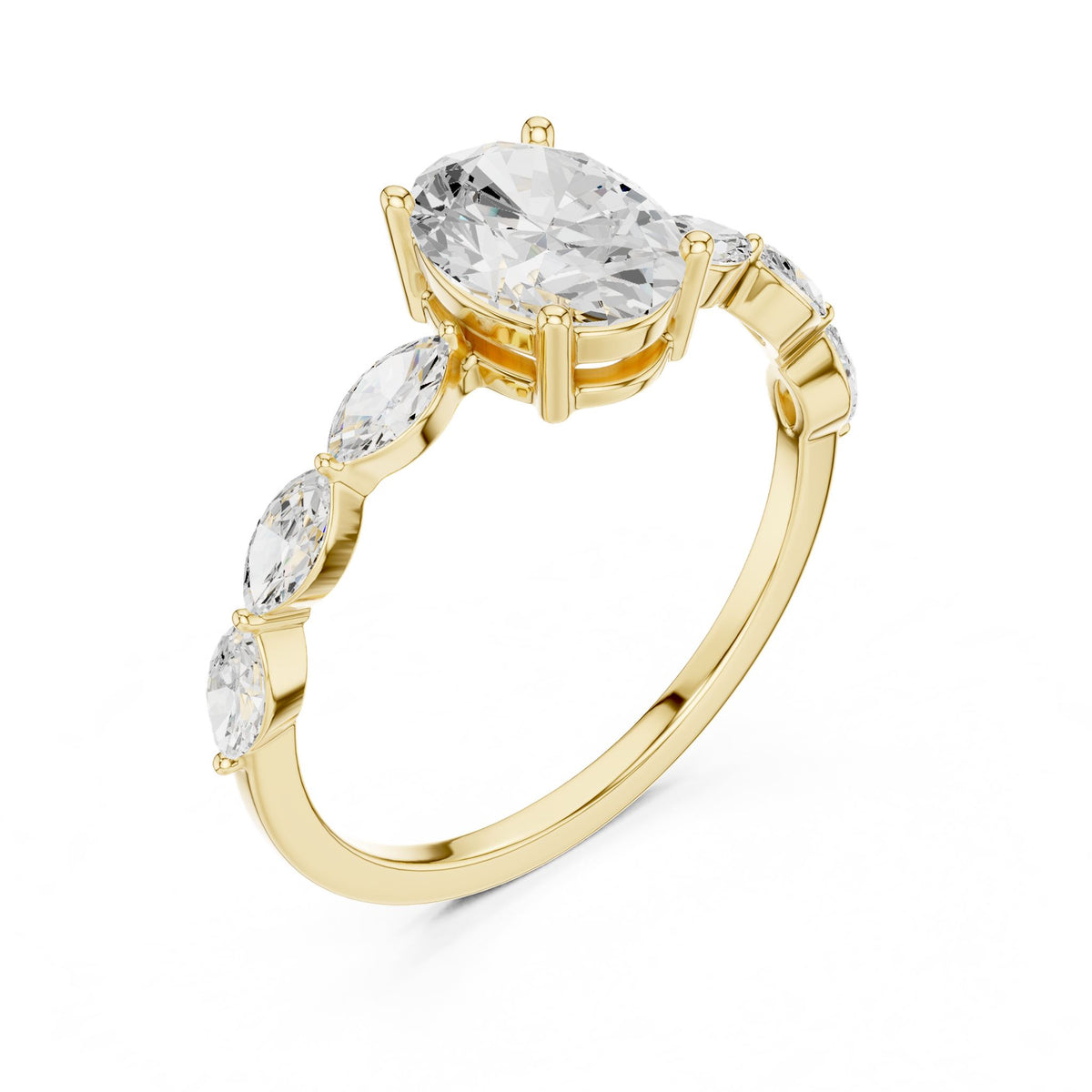 Oval Accented Lab Grown Diamond Engagement Ring