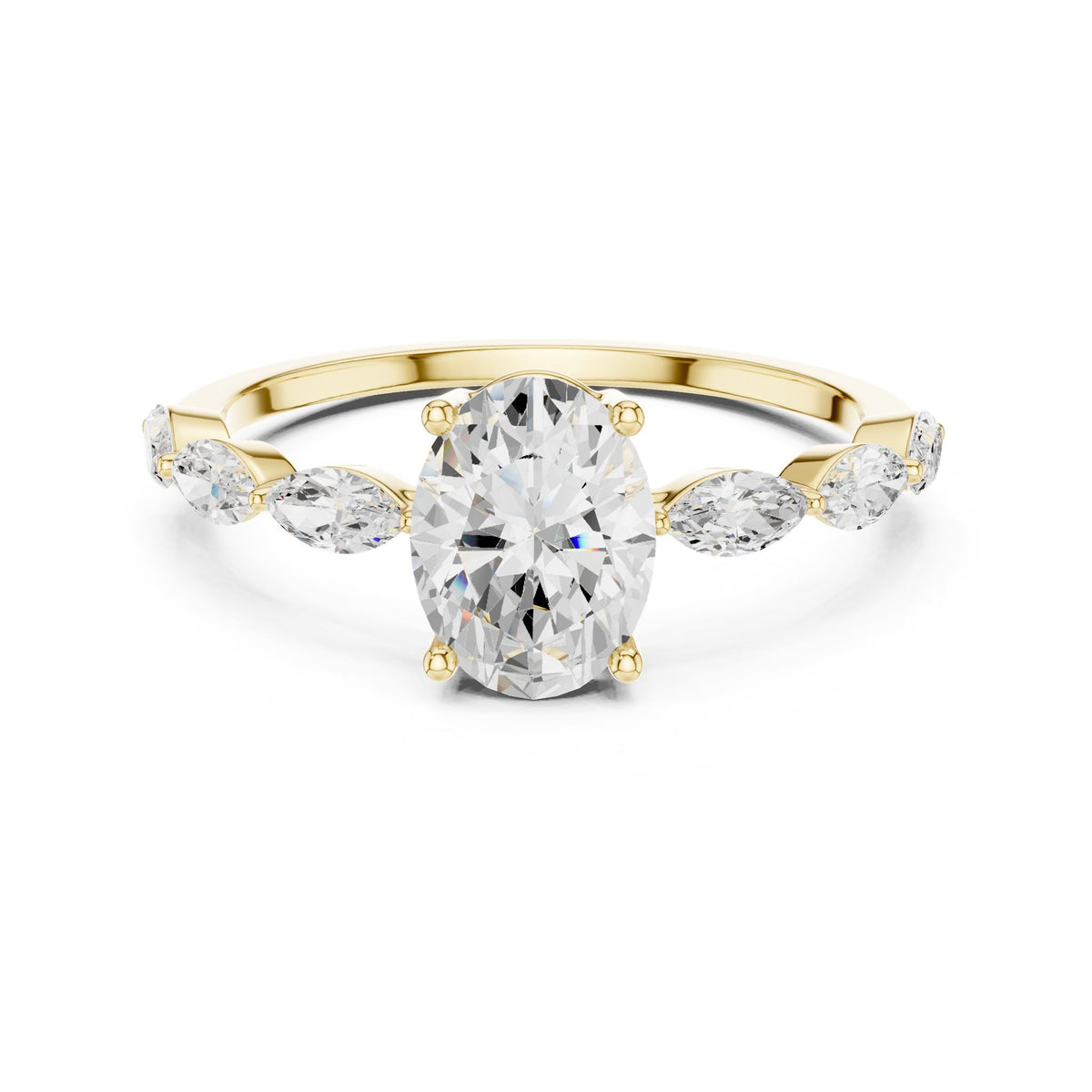 Oval Accented Lab Grown Diamond Engagement Ring