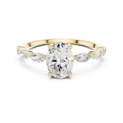 Oval Accented Lab Grown Diamond Engagement Ring