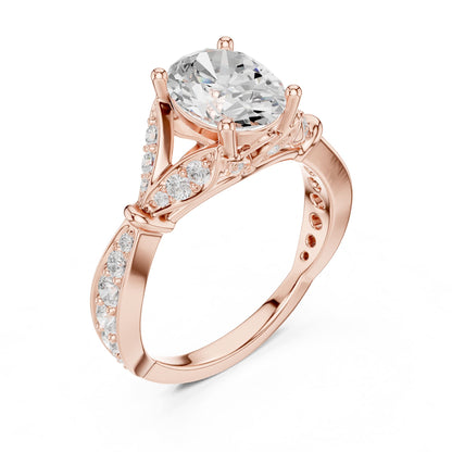 Oval Accented Lab Grown Diamond Engagement Ring