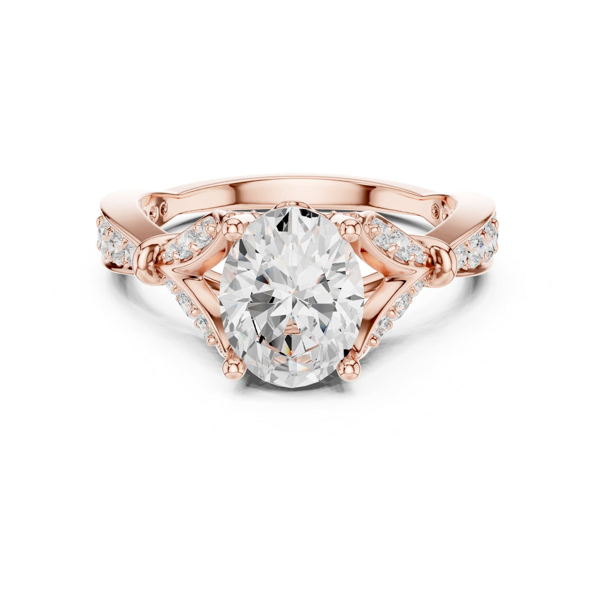 Oval Accented Lab Grown Diamond Engagement Ring