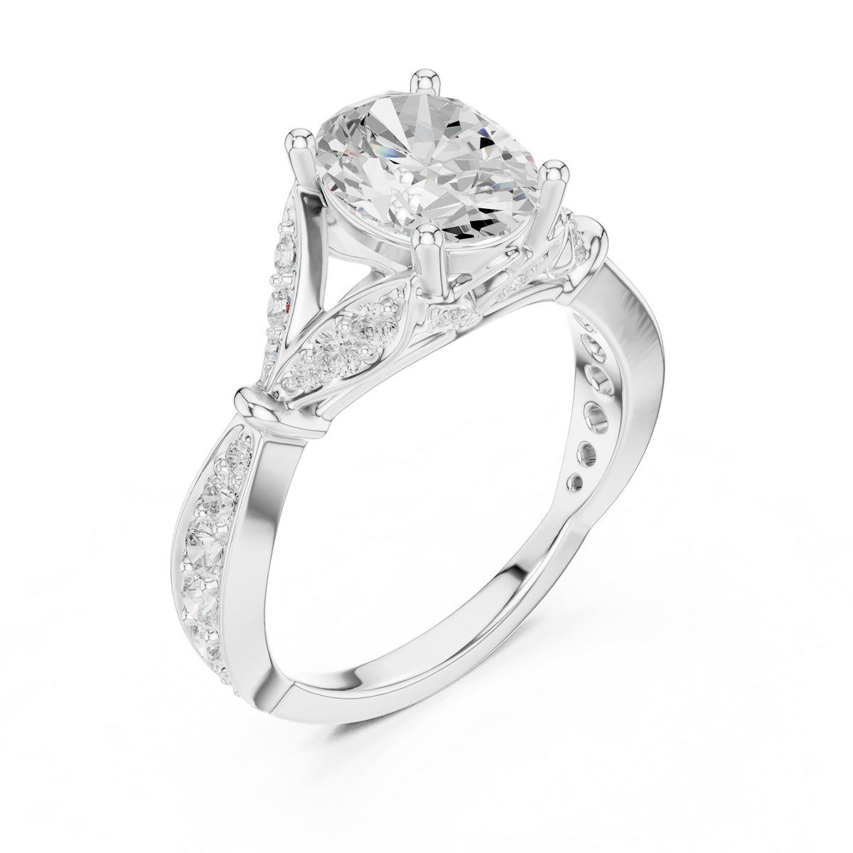 Oval Accented Lab Grown Diamond Engagement Ring