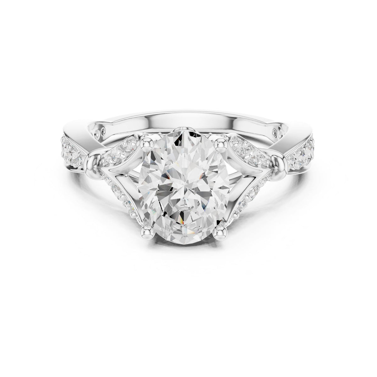 Oval Accented Lab Grown Diamond Engagement Ring