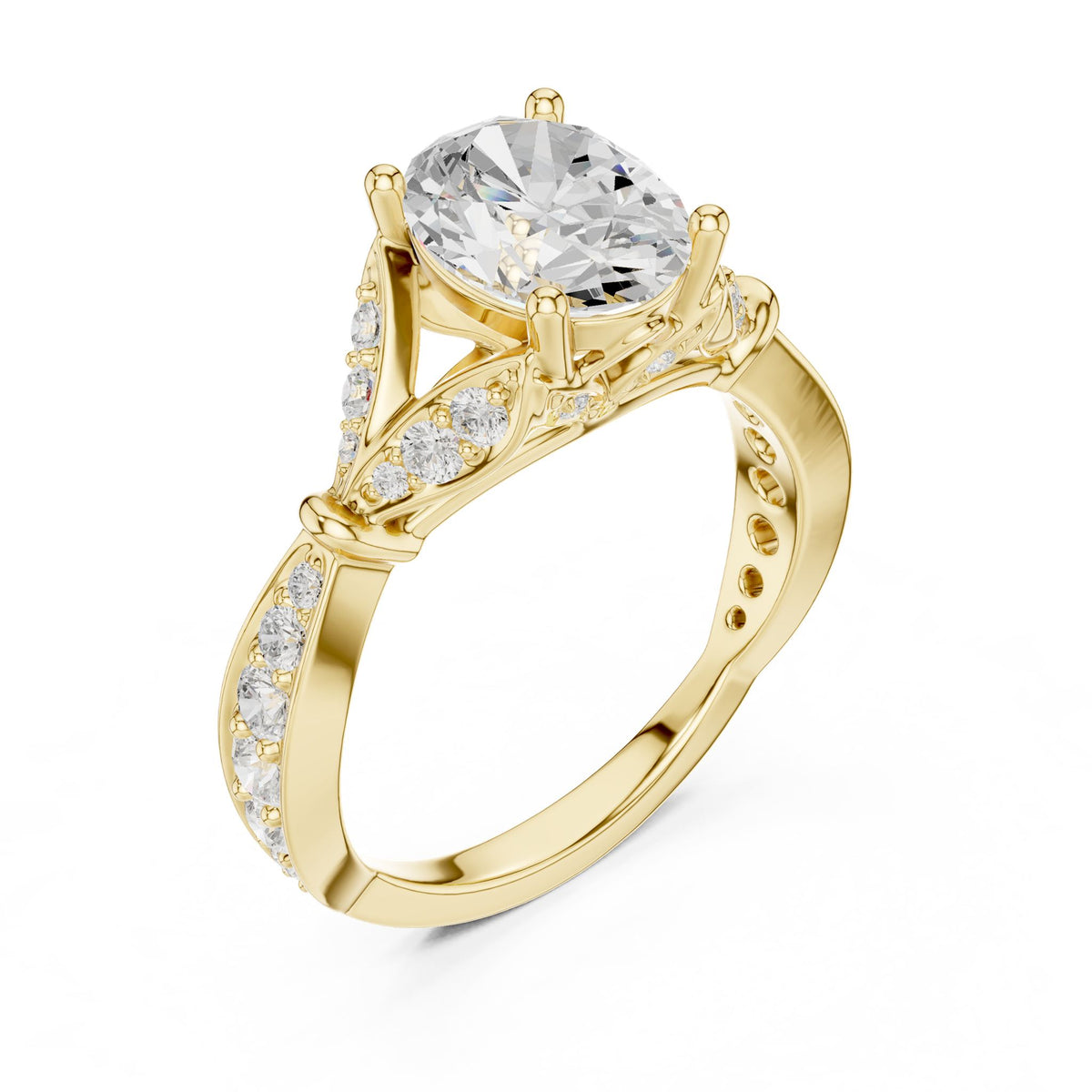 Oval Accented Lab Grown Diamond Engagement Ring