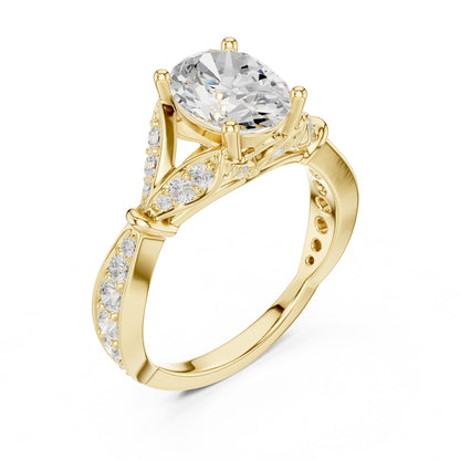 Oval Accented Lab Grown Diamond Engagement Ring