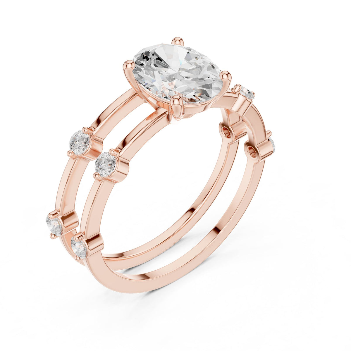 Oval Accented Lab Grown Diamond Engagement Ring