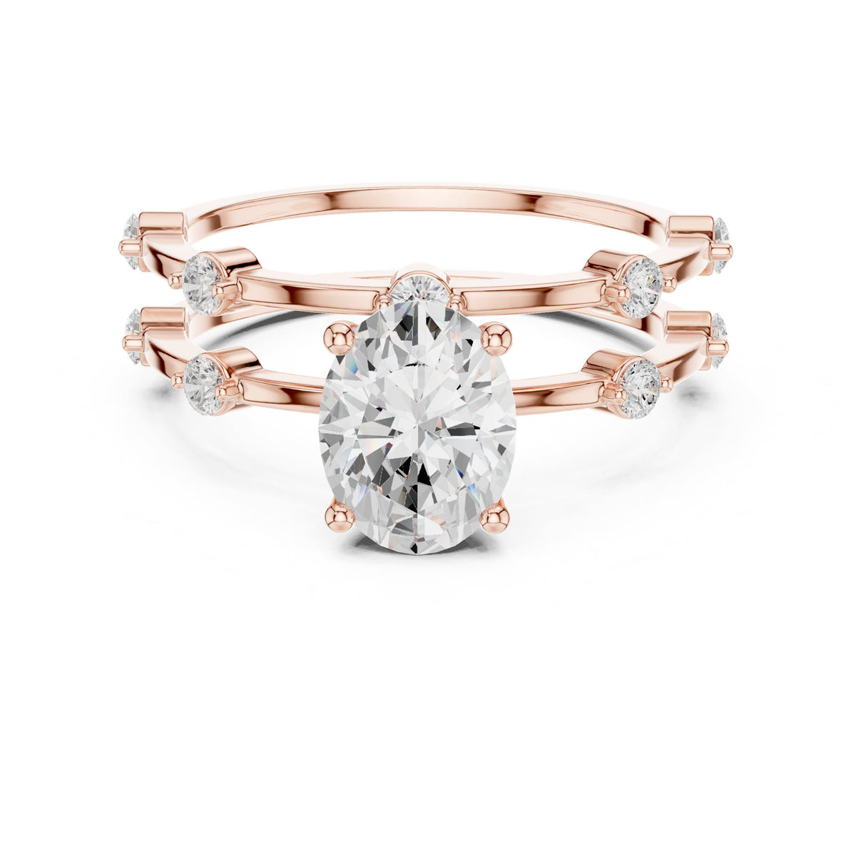 Oval Accented Lab Grown Diamond Engagement Ring