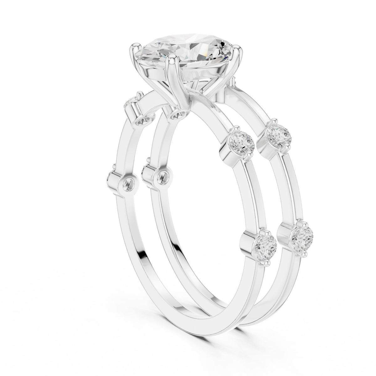 Oval Accented Lab Grown Diamond Engagement Ring