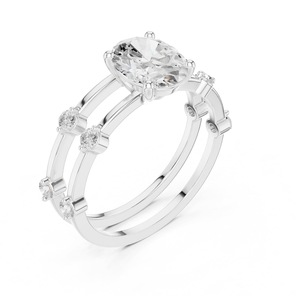 Oval Accented Lab Grown Diamond Engagement Ring
