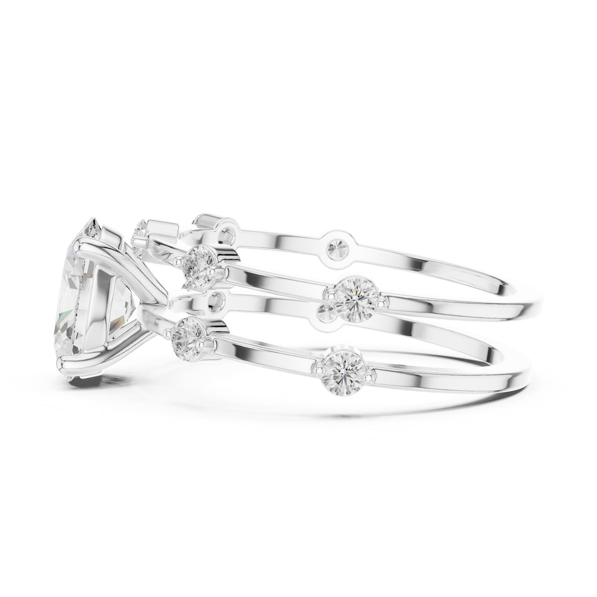 Oval Accented Lab Grown Diamond Engagement Ring